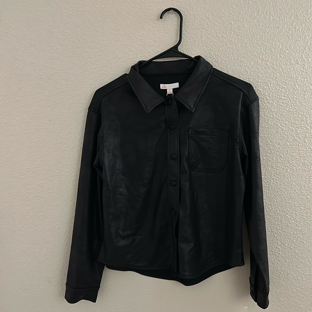 Gb girls soft fake leather button shirt